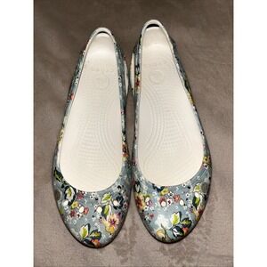 Vera Bradley X Crocs Shoes‎ Women's 7 Kadee Flat Slip On White Floral Limited